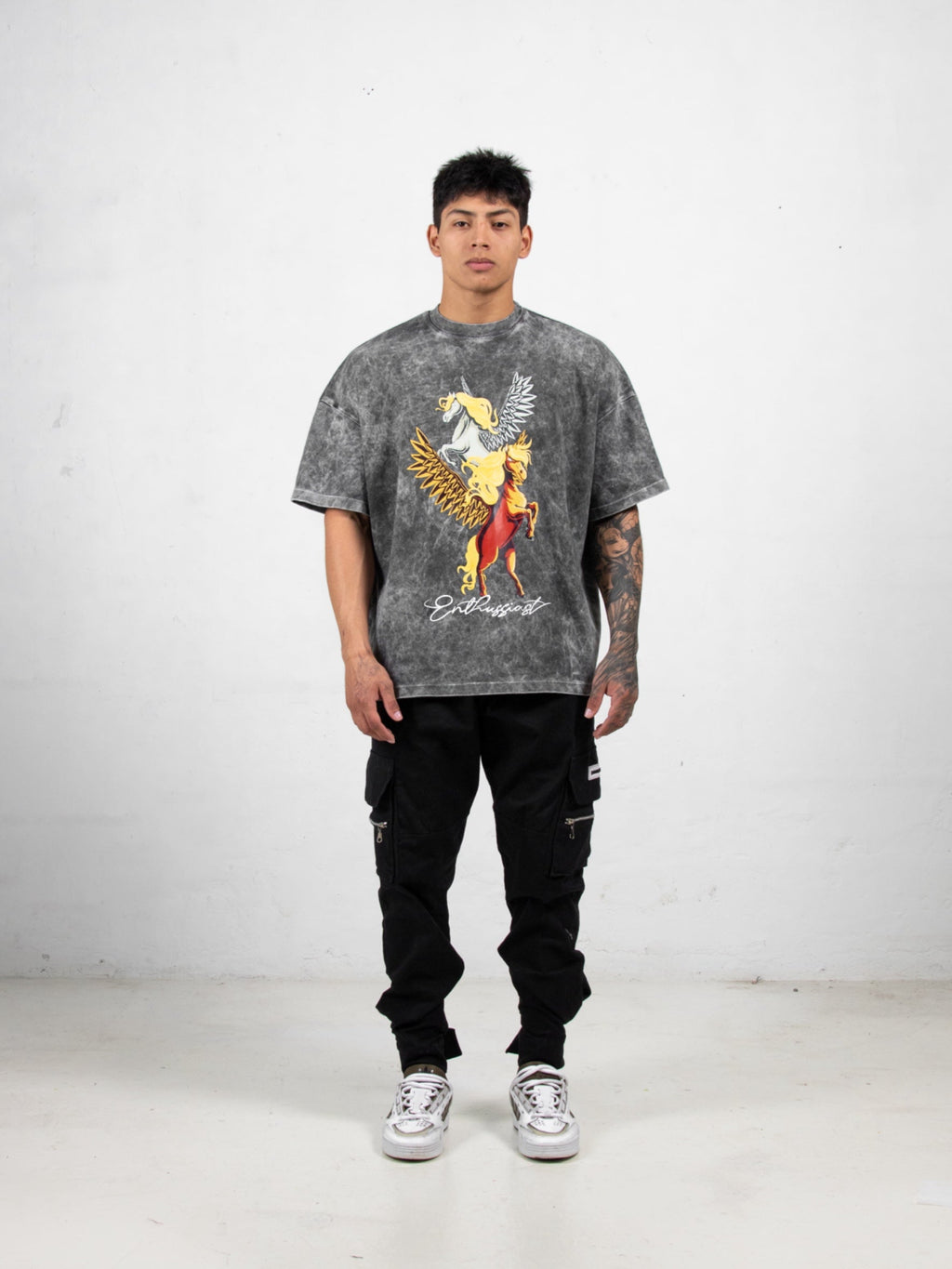 ENTHUSSIAST PEGASUS  VINTAGE GREY T-SHIRT