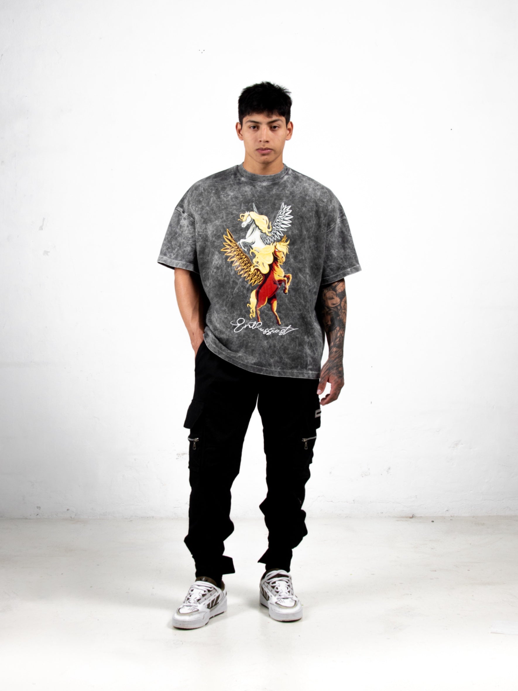 ENTHUSSIAST PEGASUS  VINTAGE GREY T-SHIRT